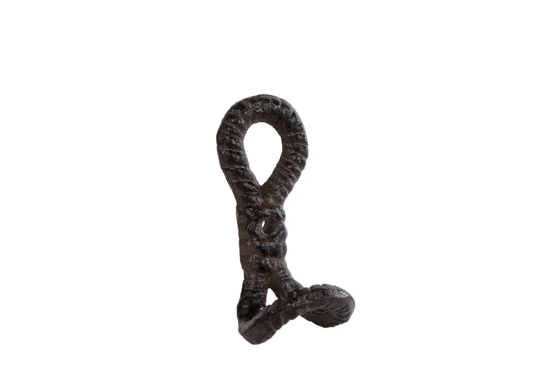 Wandhaken "Rope Loop" S, altbraunes Metall, 4x4,5x9cm