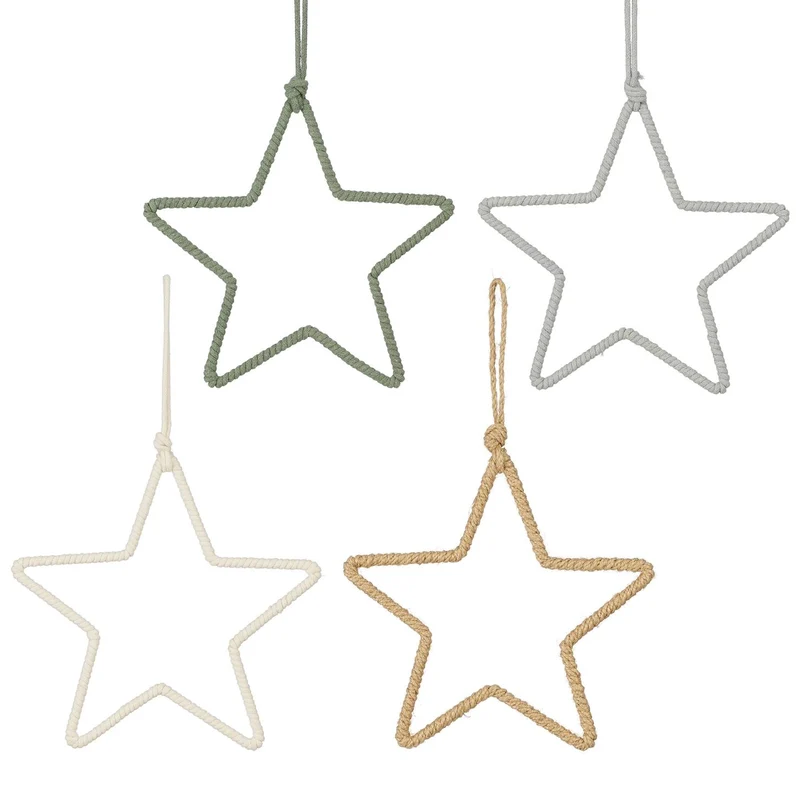 Dekoration Stern grau grün hellbraun weiß 4er Set - Ø 20cm