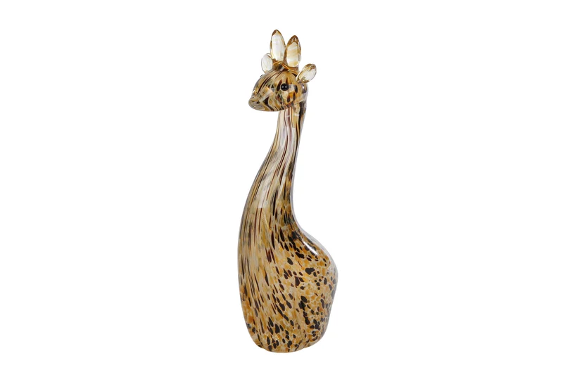 Skulptur "Giraffe" aus braunem Glas, 12x6x24cm