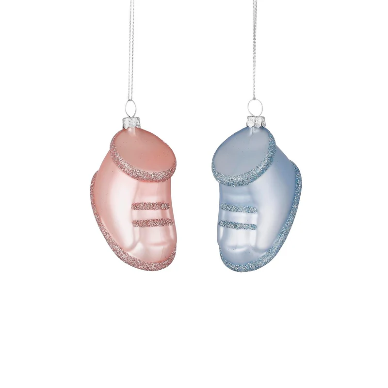 Schuh-Ornament blau-rosa, 2er-Set - L4,5 x B8 x H5 cm