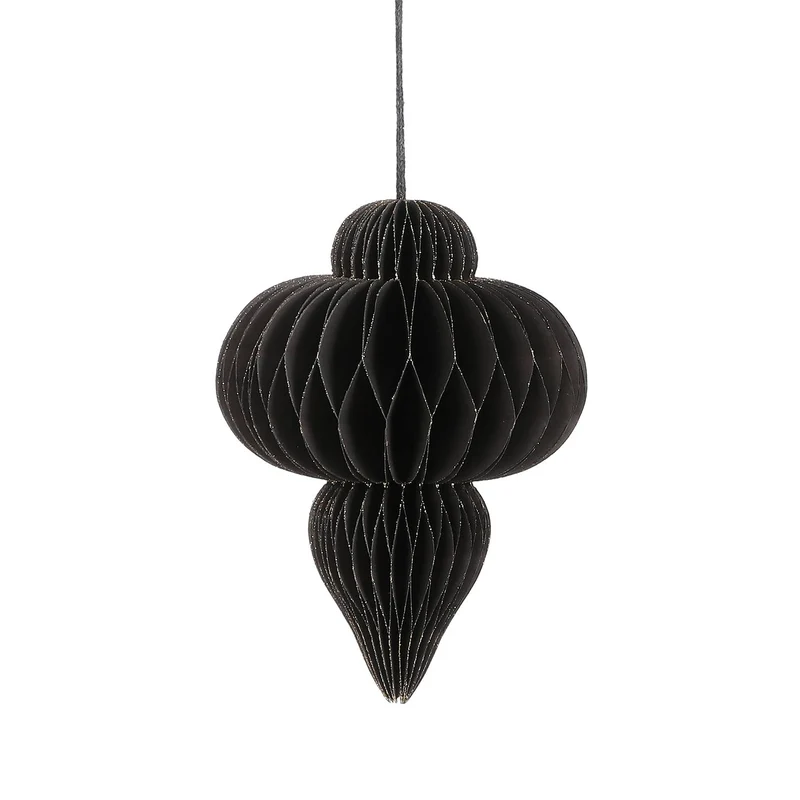 Ornament-Eiszapfen aus Recyclingpapier, schwarz - H18 x D13 cm