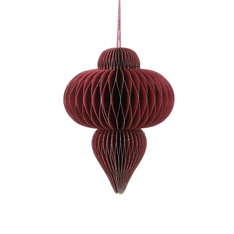Ornament-Eiszapfen aus Recyclingpapier, rot - H18 x D13 cm