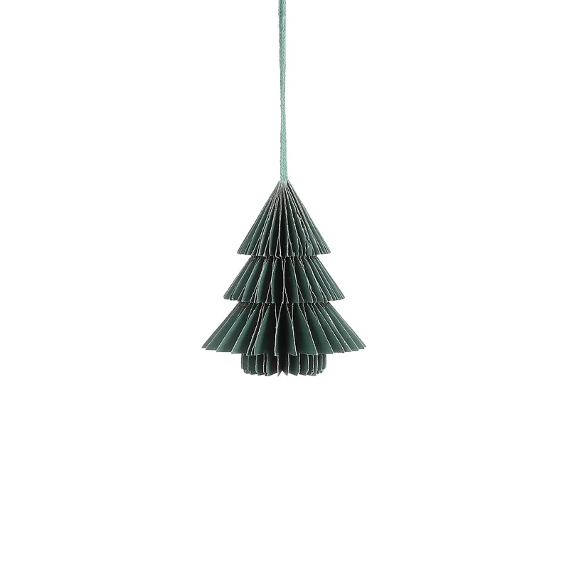 Baumschmuck aus Recyclingpapier, grün - H10 x D9 cm
