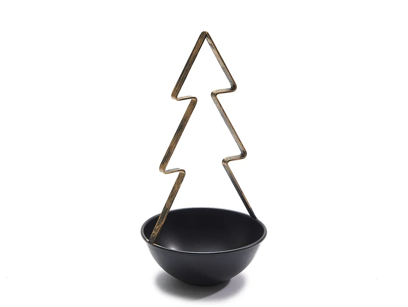 Metallschale Baum Ø12x26cm schwarz/gold