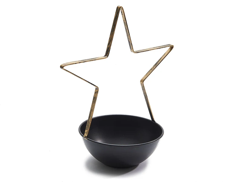 Metallschale Stern Ø15x29cm schwarz/gold