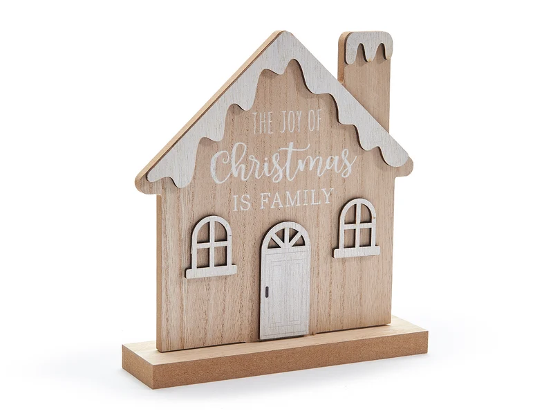 Schneebedecktes Holzhaus 20x22cm