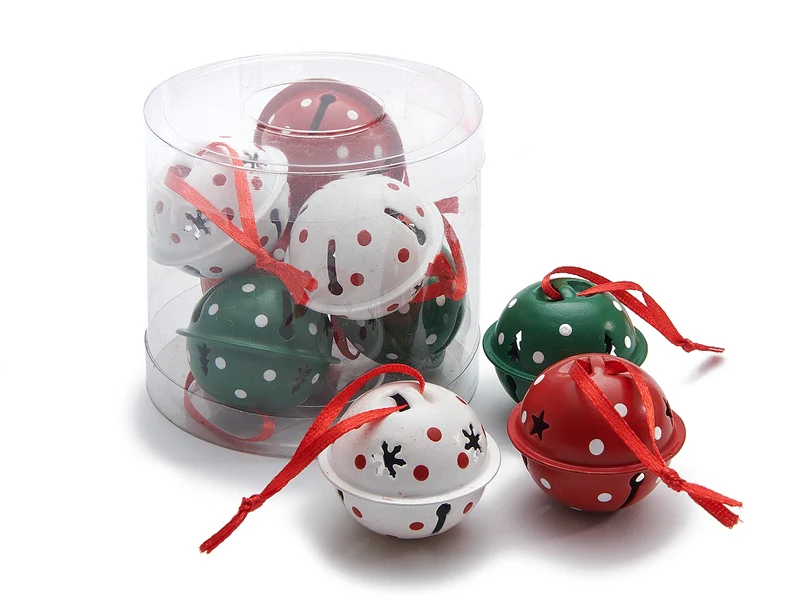 Weihnachtsglöckchen-Anhänger 4cm rot/weiß/grün 6 Stück