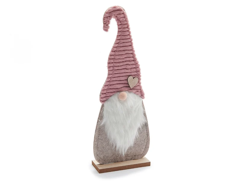 Stoffgnom 'Nirbet' 12x34cm rosa