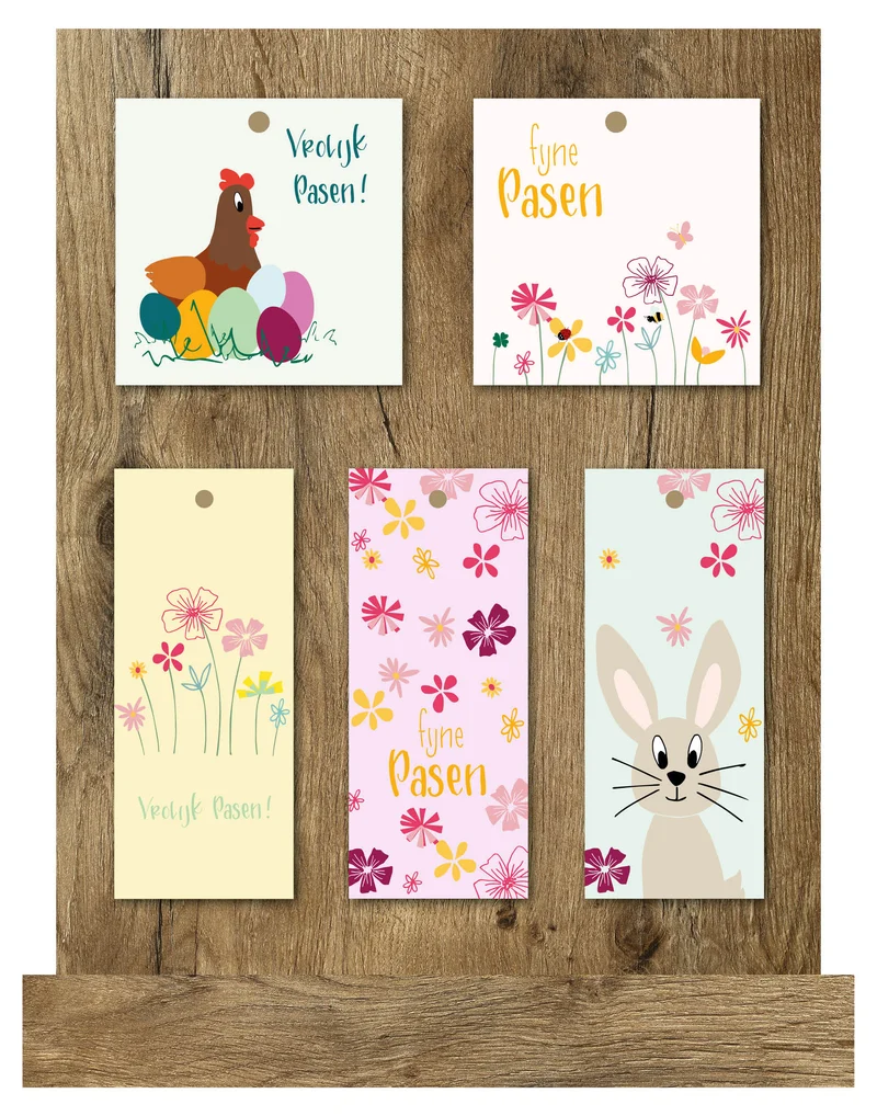 Display mit 60 Geschenkkarten in 5 Motiven zum Thema „Ostern“