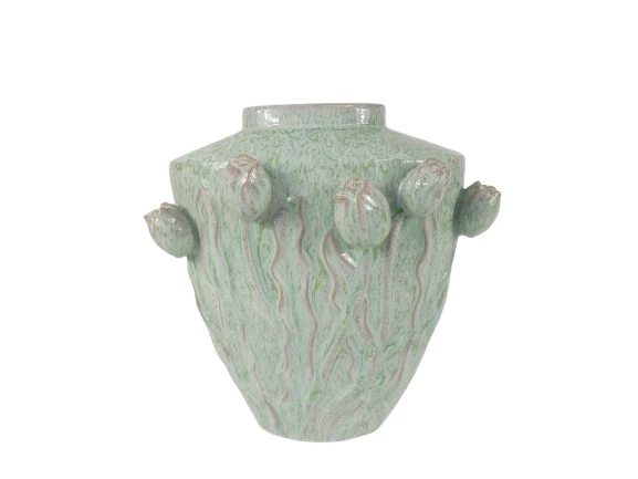Vase Tulpe Keramik 37x27x40cm Salbeigrün