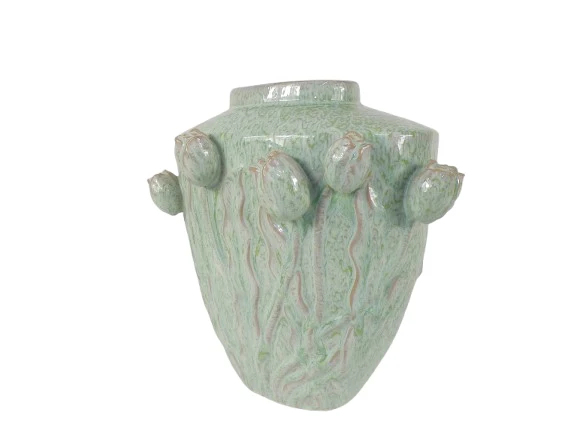 Vase Tulpe Keramik 37x27x40cm Salbeigrün