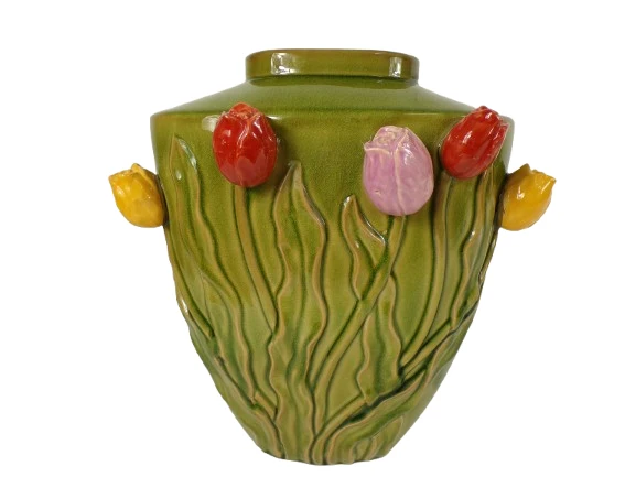 Vase Tulpe Keramik 37x27x40cm Grün
