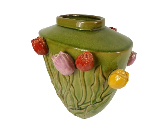Vase Tulpe Keramik 37x27x40cm Grün