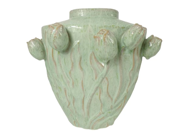 Vase Tulpe Keramik 34x25x34cm Salbeigrün