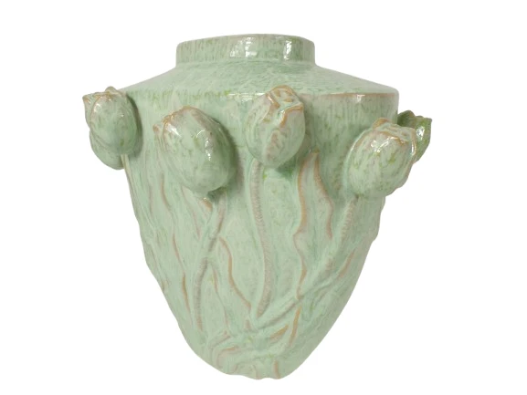 Vase Tulpe Keramik 34x25x34cm Salbeigrün