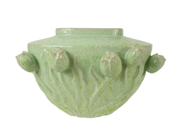Vase Tulpe Keramik 40x30x28cm Salbeigrün