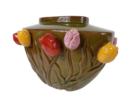 Vase Tulpe Keramik 40x30x28cm Grün