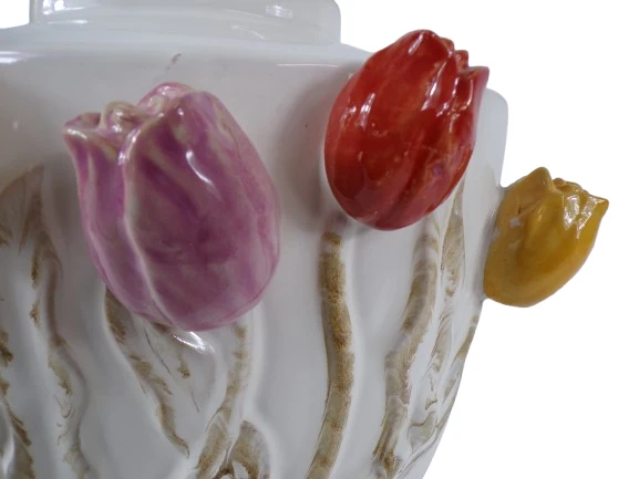 Vase Tulpe Keramik 32x23x20cm Weiß