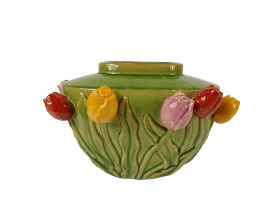 Vase Tulpe Keramik 32x23x20cm Grün