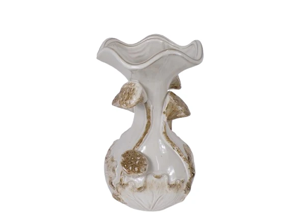 Vase Lotus Keramik D20 H32 cm Weiß