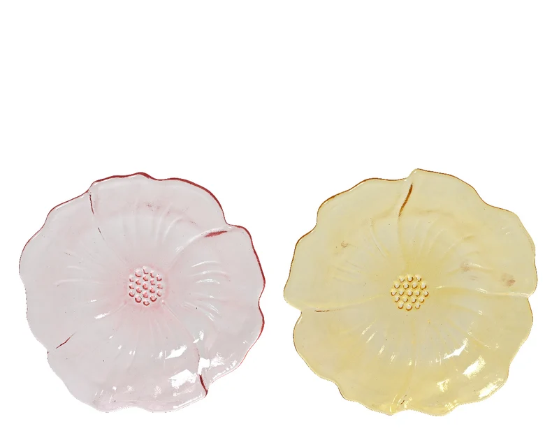 Frühstücksteller aus Glas, 2-farbig sortiert, Durchmesser 17 cm, Höhe 2 cm