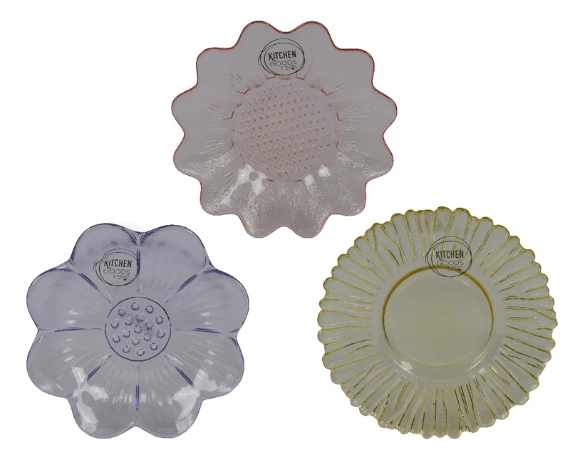 Teller Glas ''Frühling'' 3 Farben sortiert H.1.5cm T.12cm