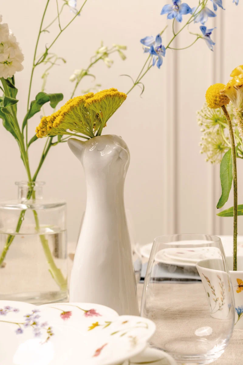 Hutschenreuther Katzen-Vase Weiss Vase 14 cm