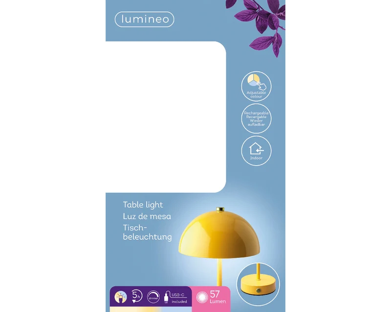 LED-Akku-Lampe, Metall, Innenbereich, gelb/warmweiß, Ø 15 cm, H 25 cm
