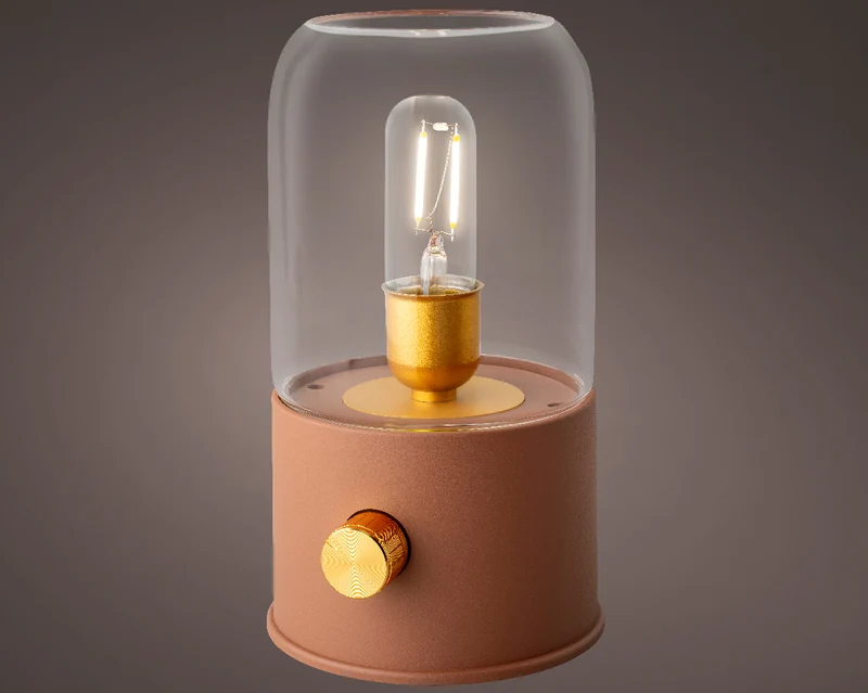 LED-Akku-Campinglampe, Terrakotta-Kunststoff, Innendurchmesser 11 cm x H 20 cm