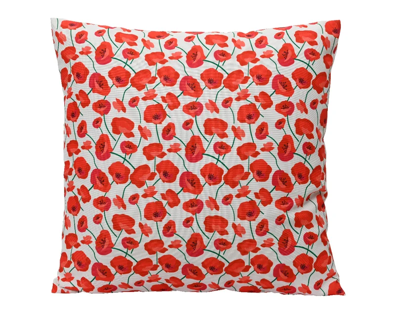 Kissen aus Polyester, Außen rot/farbig, L. 45 cm x B. 45 cm x H. 4 cm