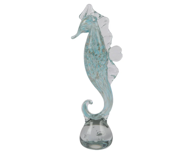 Dekoration Seepferdchen eisblaues Glas D8 H32cm