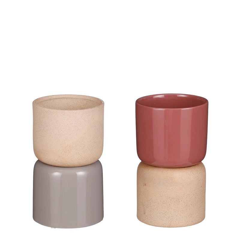 Topf rund rosa orange 2 sortiert - h25xd13,5cm