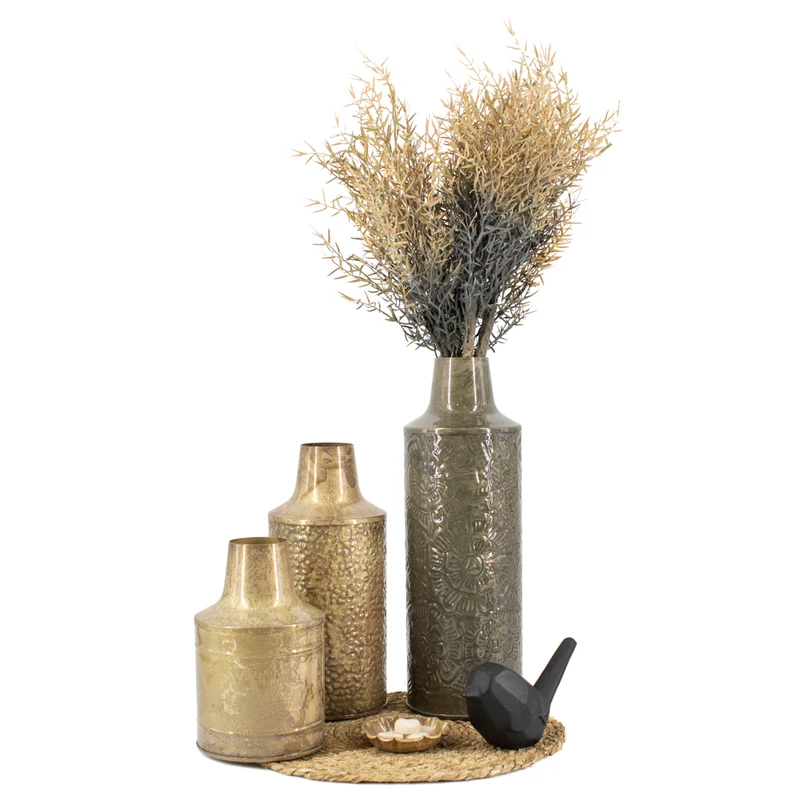 Metallvase olive 6,5x14x41cm