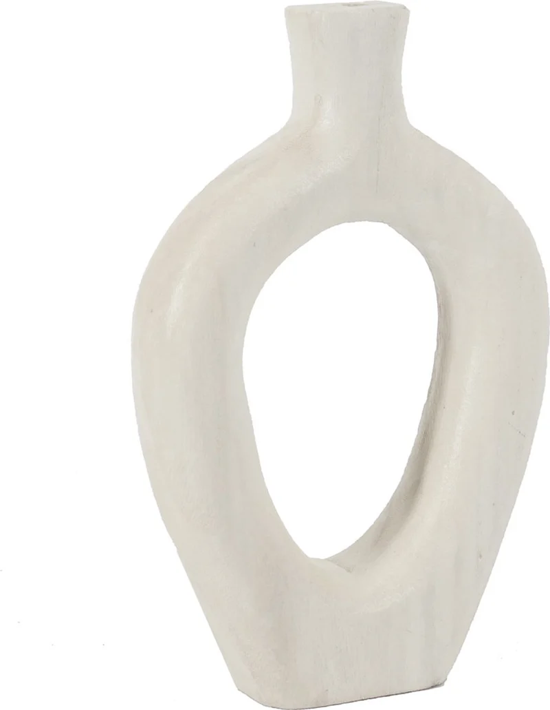 Holz-Donut-Vase weiß 17,5x5x27,5cm
