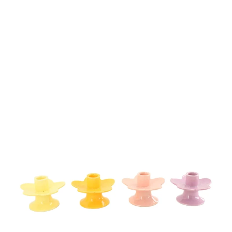 Kerzenhalter Blume Porzellan 11x11x7,5cm 4er Set