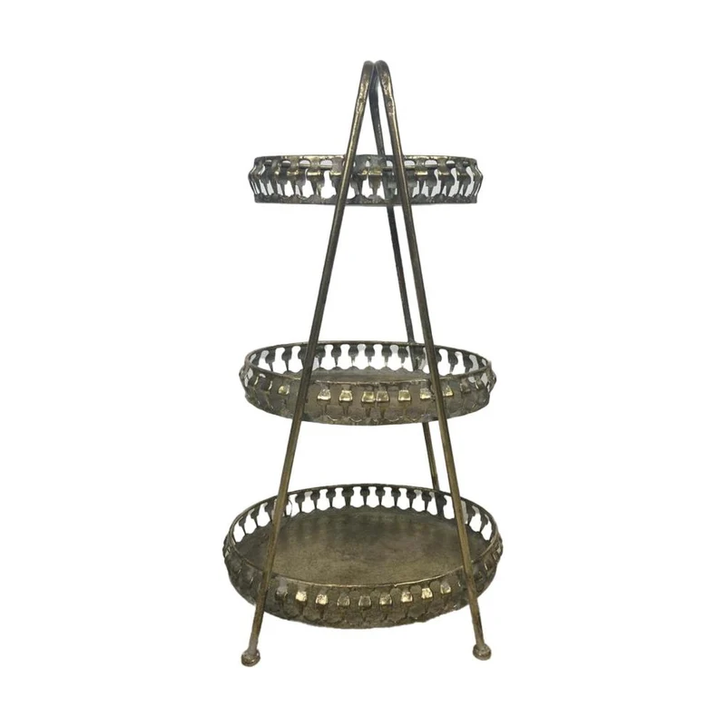 Metall-Etagenregal 39x28x69cm Antikgold-grau gewaschen