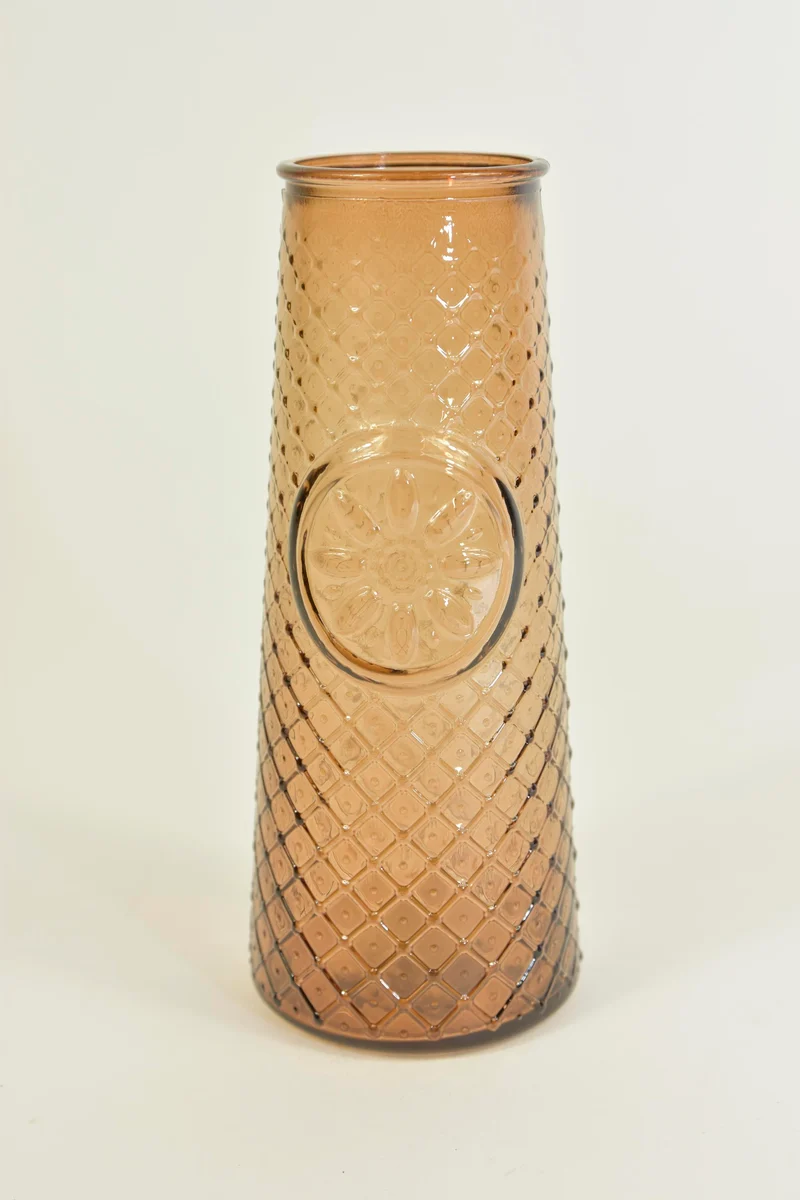 Flasche Mandala Amber aus Recyclingglas D6,5 H16cm