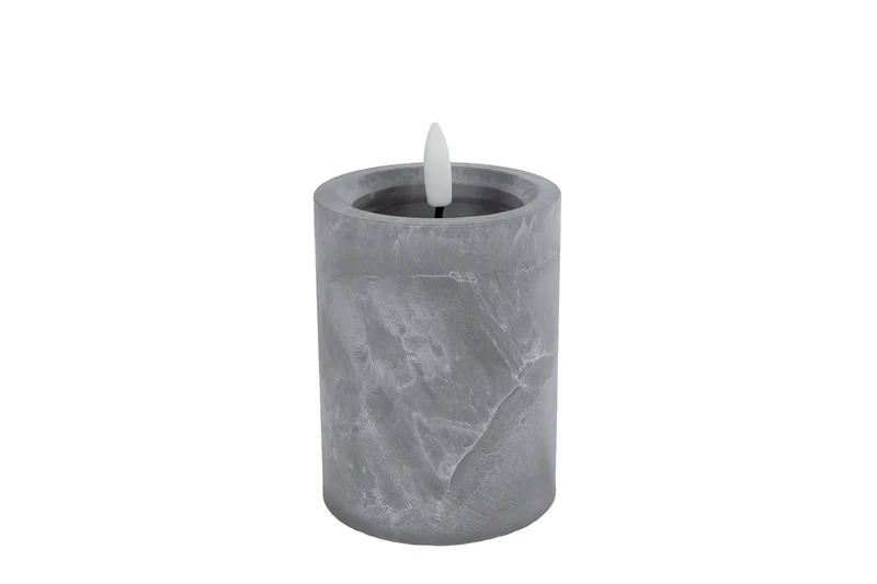 Kerze "Ivar" S, Betonoptik, LED/Kunststoff, 7,5x7,5x12,5cm (ohne 2xAA)