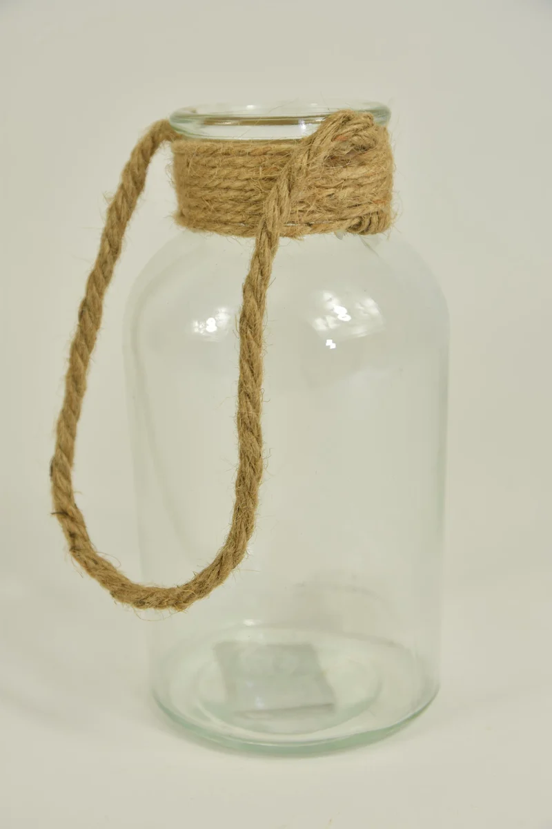 Glasflasche Limerick D10 H20cm klar mit Juteband