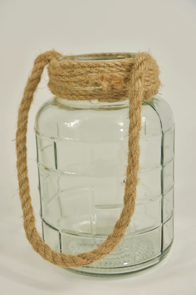 Glasvase Dublin D14 H20cm klar mit Juteschnur