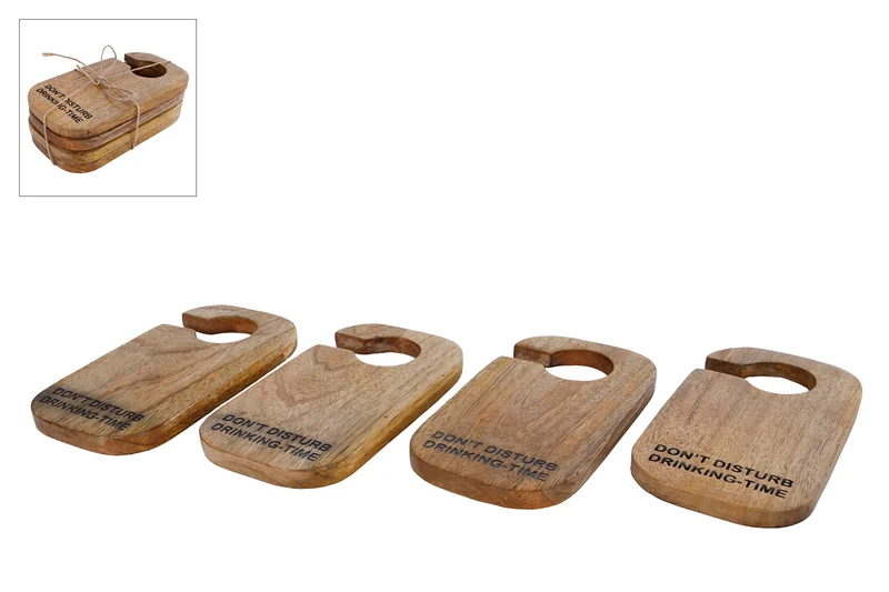 Untersetzer "Trinkzeit" natur Satz/4 Mango 16x8,5x0,8cm