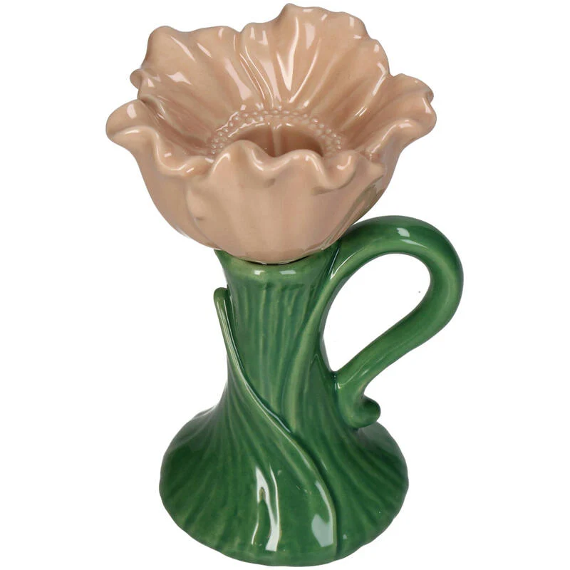 Kerzenständer Mohn Feines Steingut Pfirsich 9,6x8,1x13,8cm