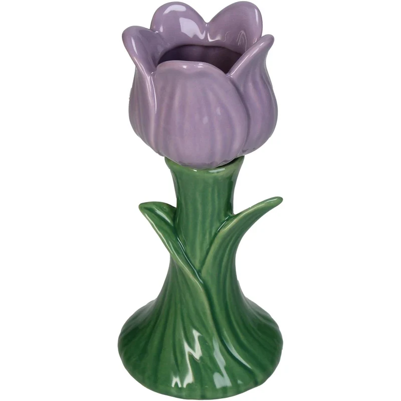 Vase Tulpe Feines Steingut Flieder 7,5x7,5x15,8cm