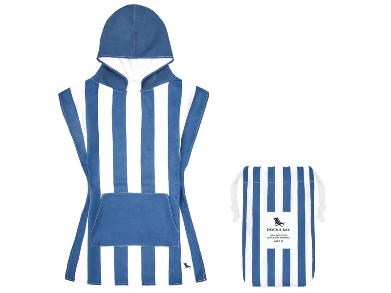 Dock & Bay Kinder-Badeponcho Whitsunday Blue 75x55cm