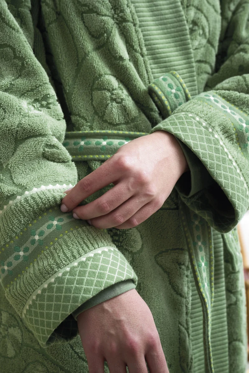 Pip Studio Jasmin Jacquard Bademantel grün S (1 Stück)