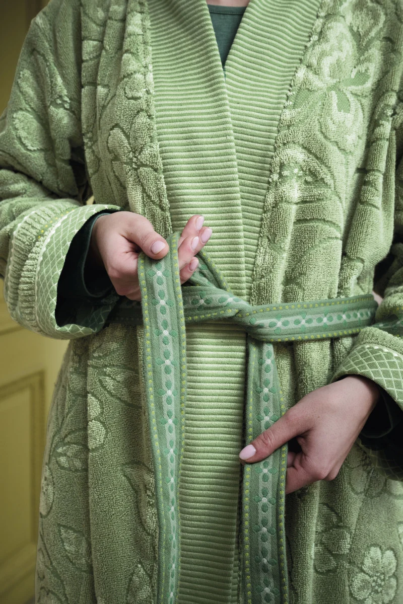Pip Studio Jasmin Jacquard Bademantel grün S (1 Stück)