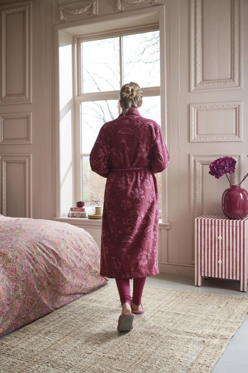Pip Studio Jasmin Jacquard Bademantel dunkelrosa S