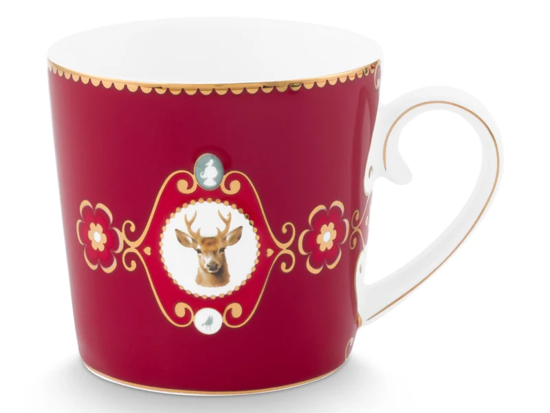 PIP STUDIO Love Birds Medaillon Hirsch Tasse dunkelrot 0,3l