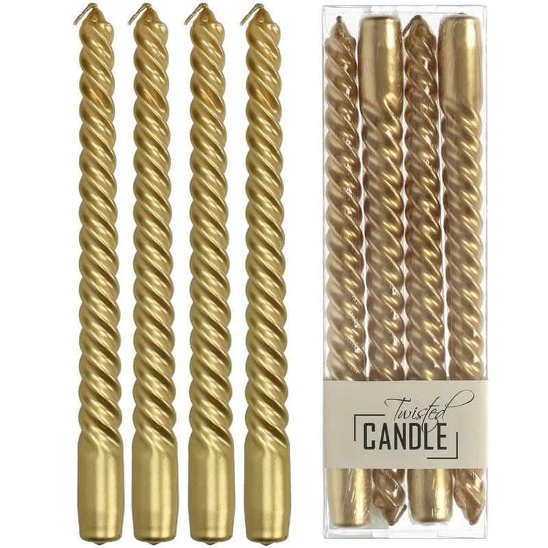 Kerze Twisted Wax Gold 7.8x2.5x26cm BOX/4
