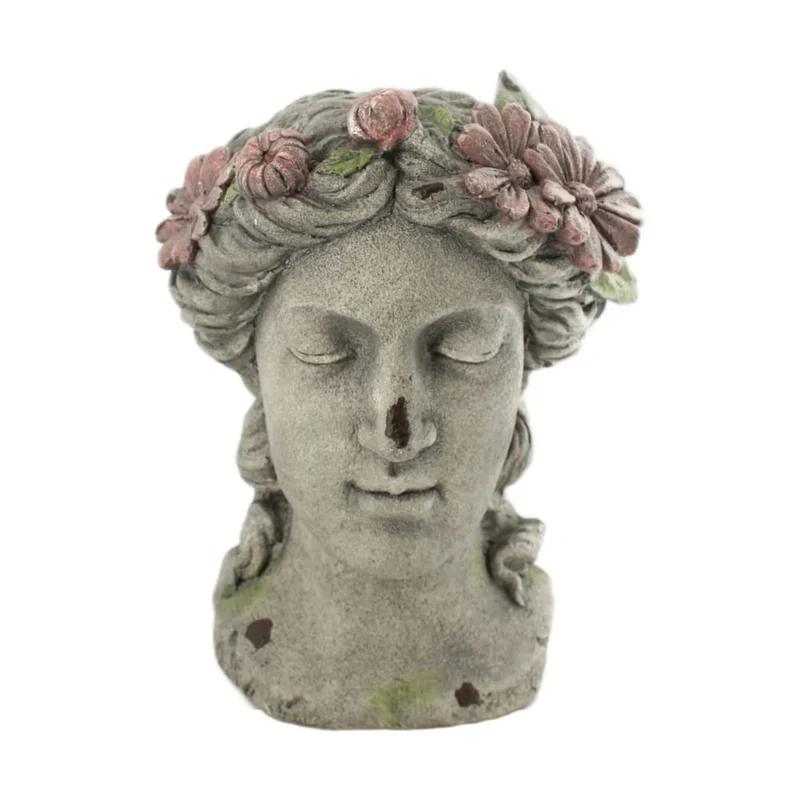 Statue Gesicht Magnesium 30x22.5x39cm Dunkelgrau